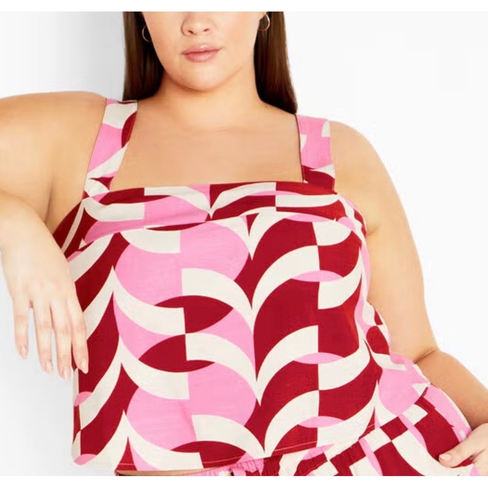 City Chic Mystic Print Crop Tank Top Plus Size S 16 1X